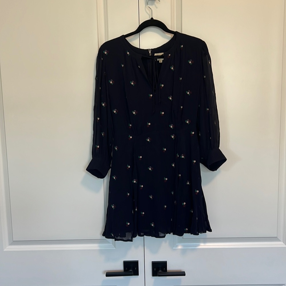 Cleobella. NWOT. NAVY dress with floral details. As is. Short dress